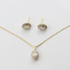 conjunto ovalo circon blanco 45 cm